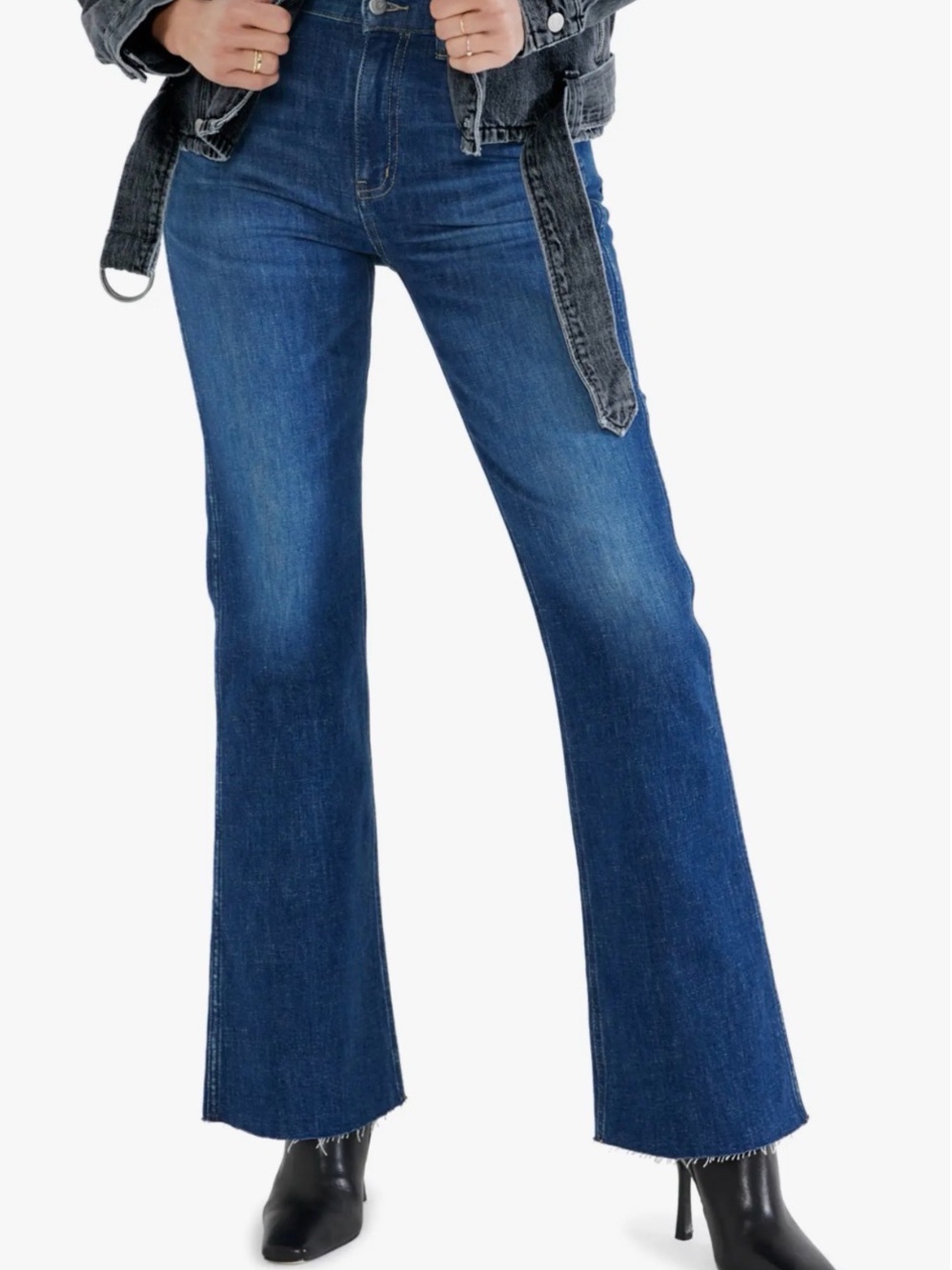 NWT Etica Anya High Rise Flare dark rinse